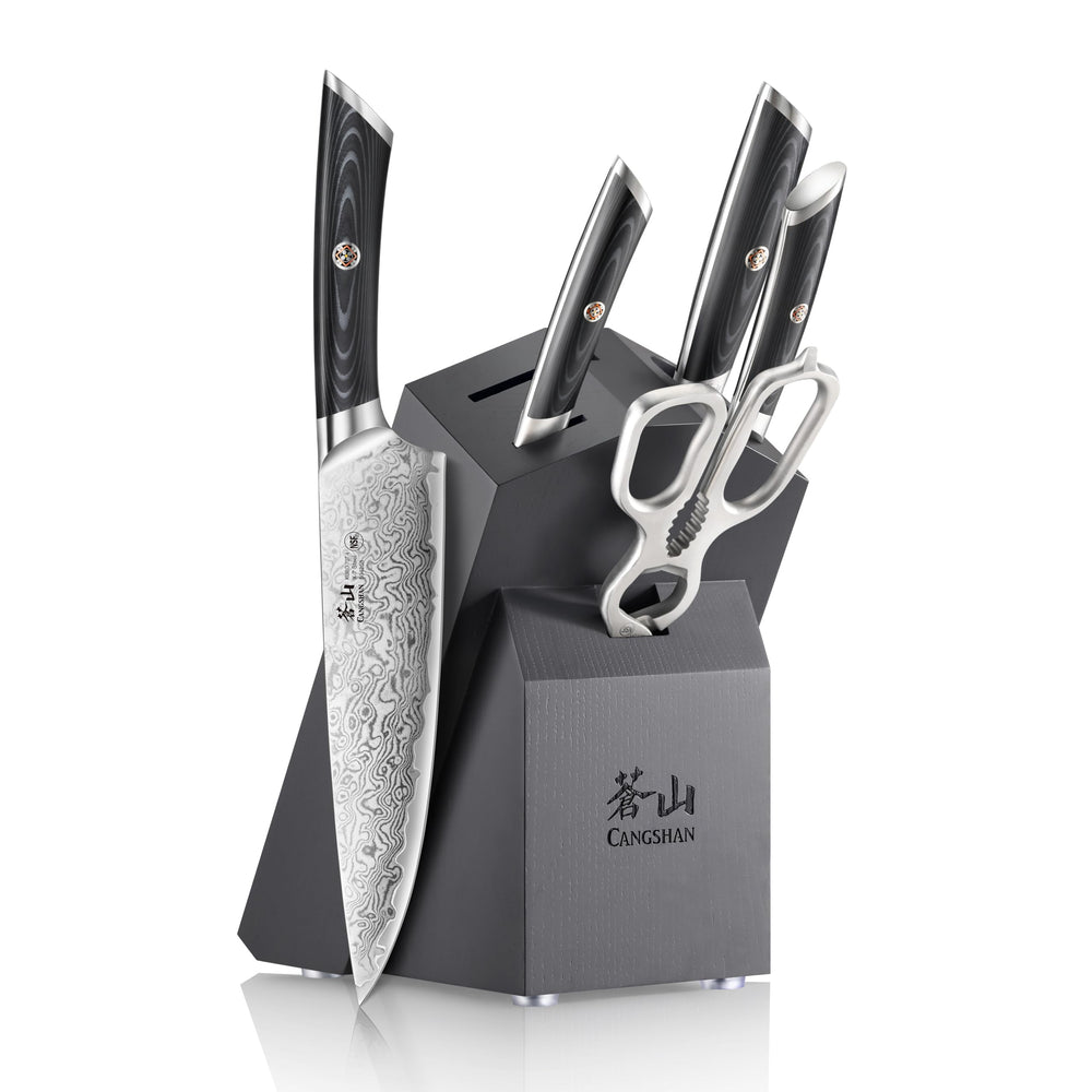 6-Piece Damascus Steel Knife Block Set