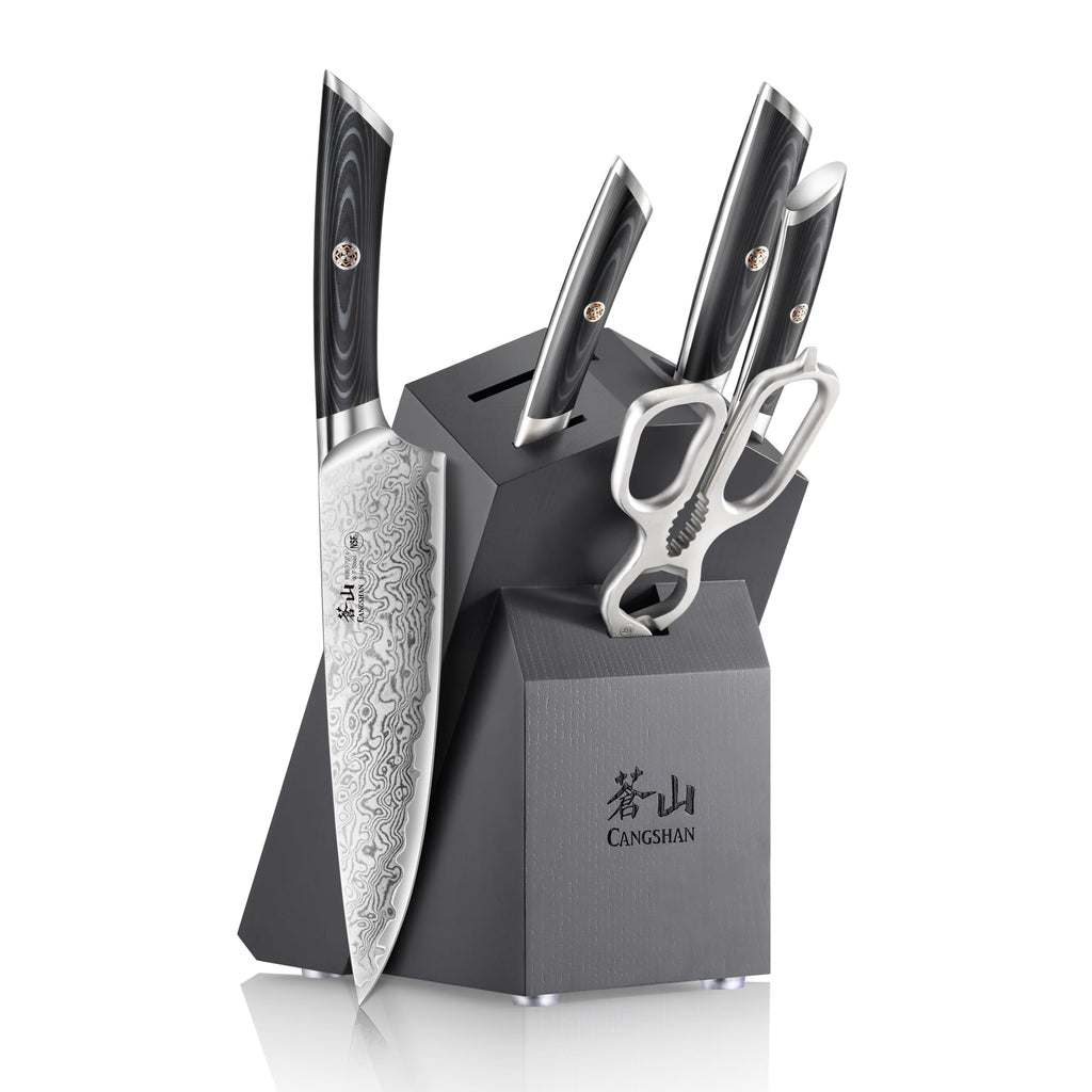 6-Piece Damascus Steel Knife Block Set