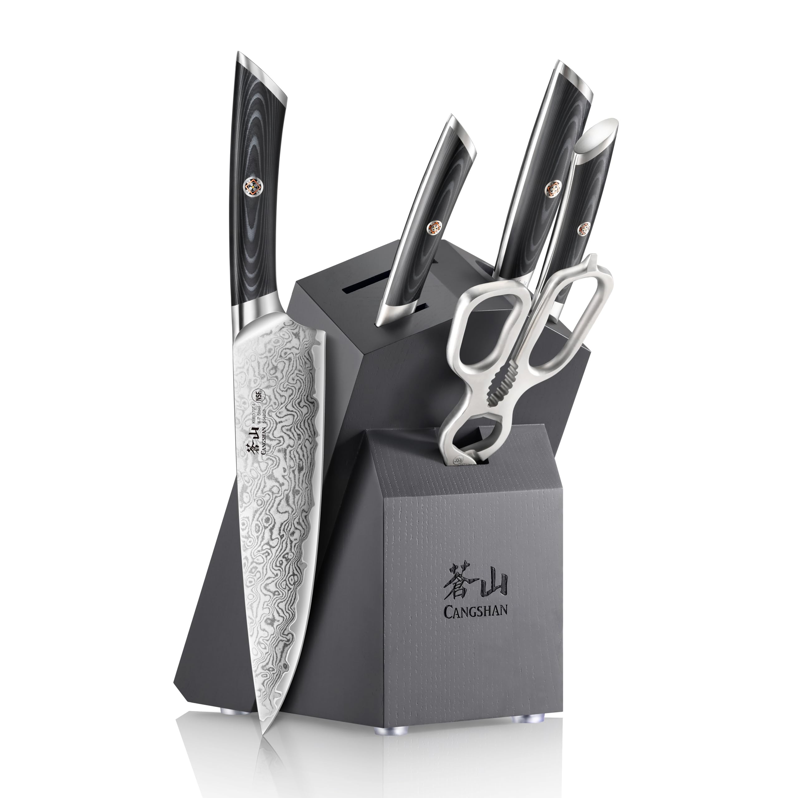6-Piece Damascus Steel Knife Block Set