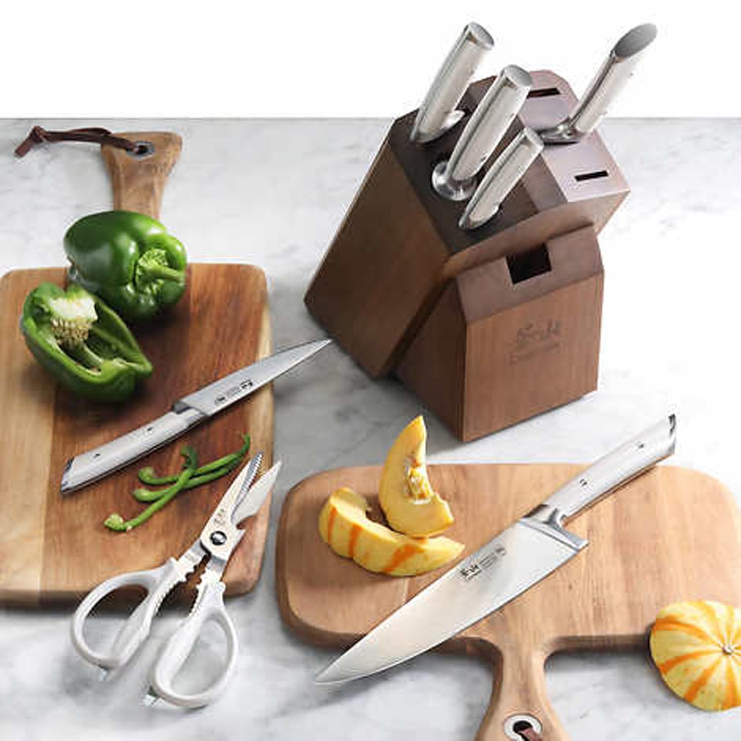 8-Piece German Steel Knife Block Set with Acacia Block