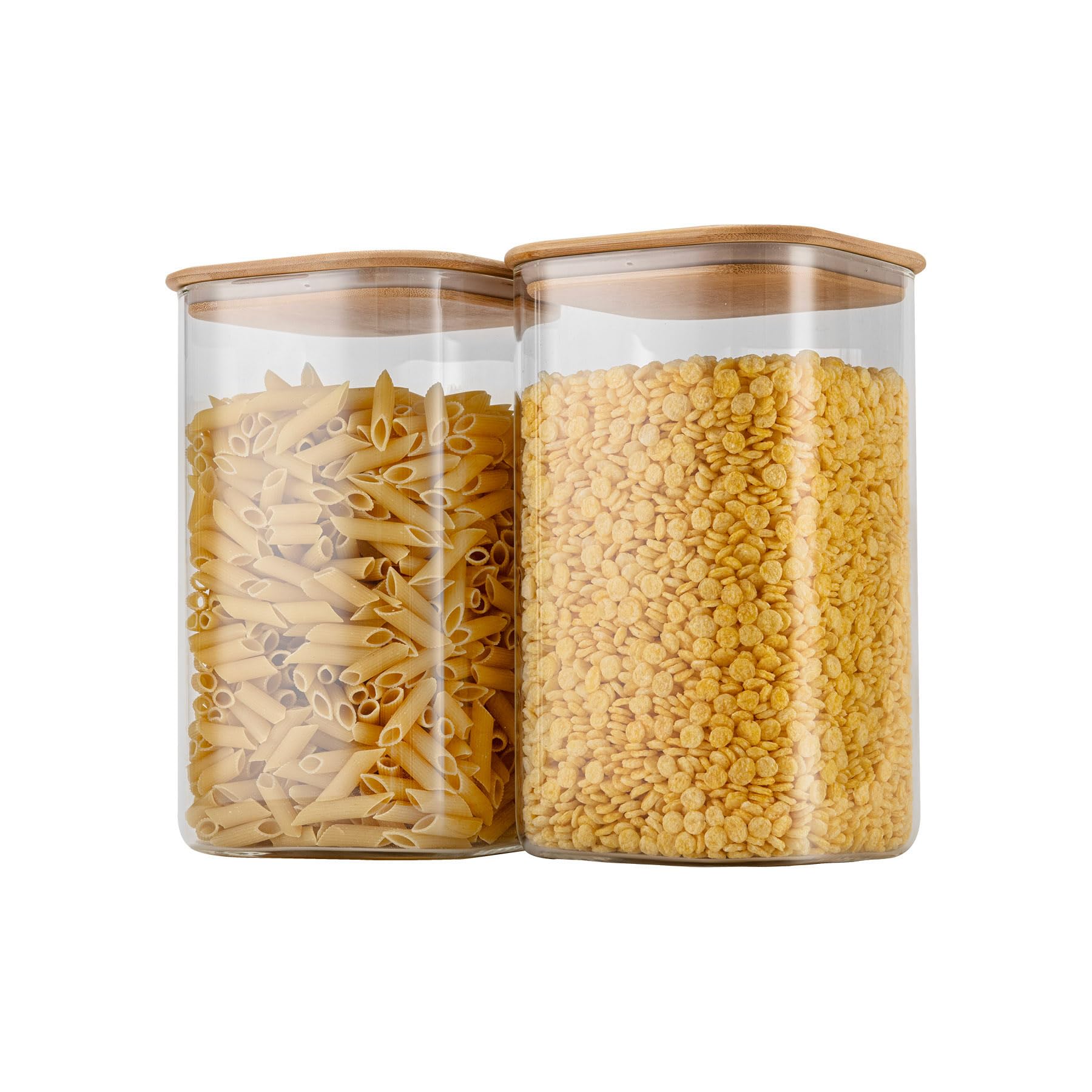 D2scrma Airtight Glass Square Storage Containers with Bamboo Lids