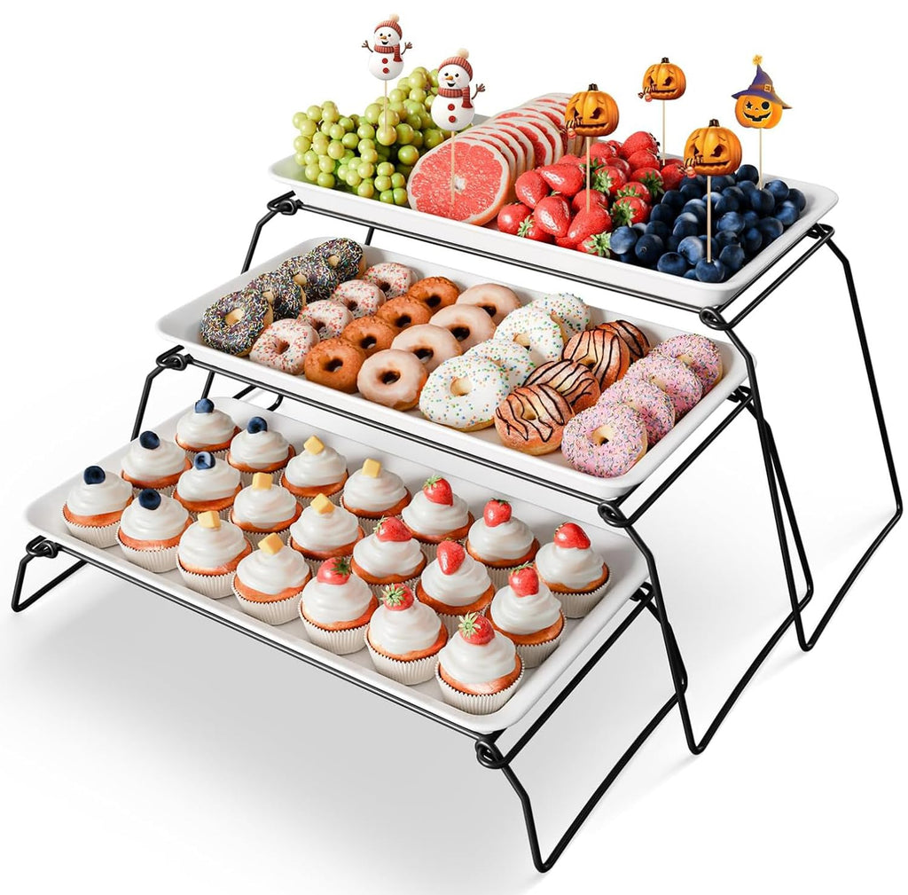 Bumusty 3-Tier Melamine Serving Tray Set