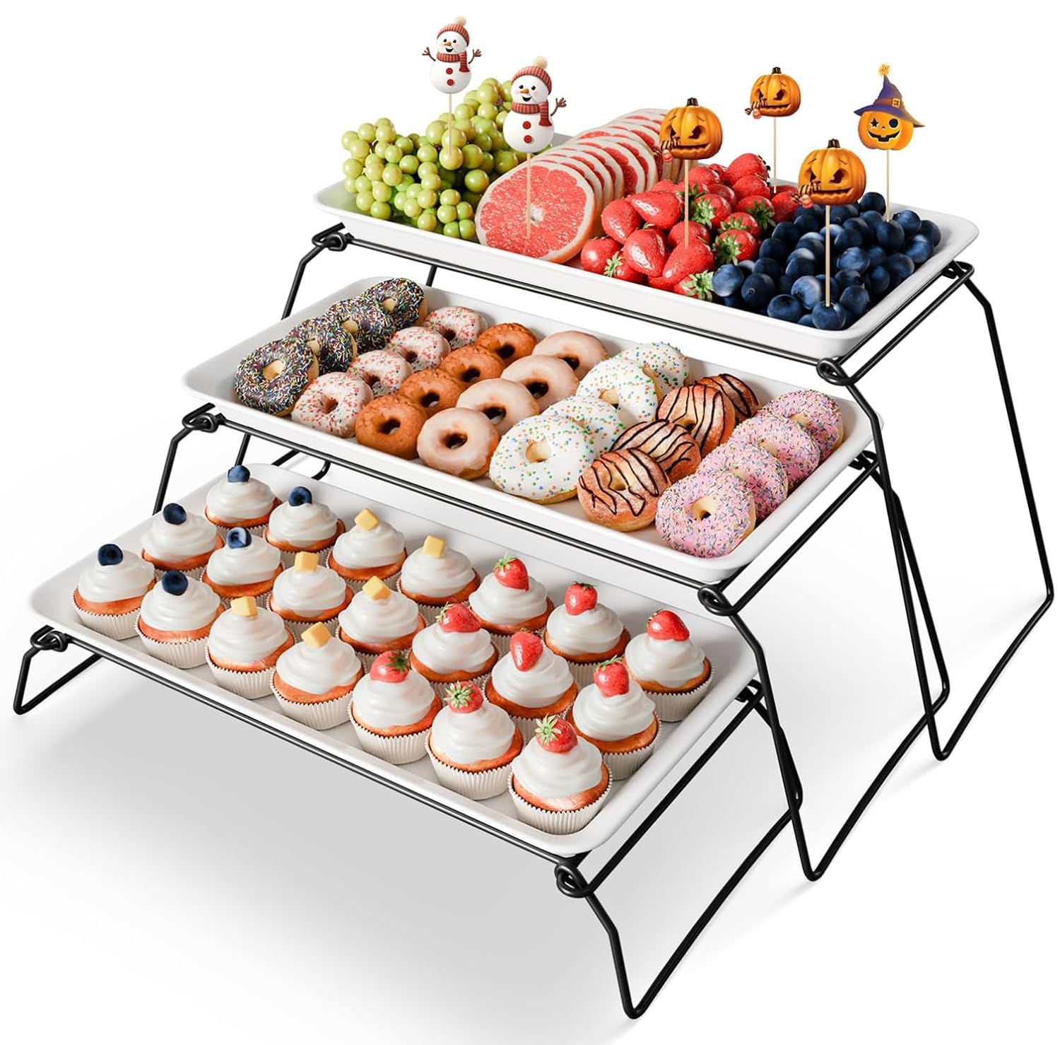 Bumusty 3-Tier Melamine Serving Tray Set