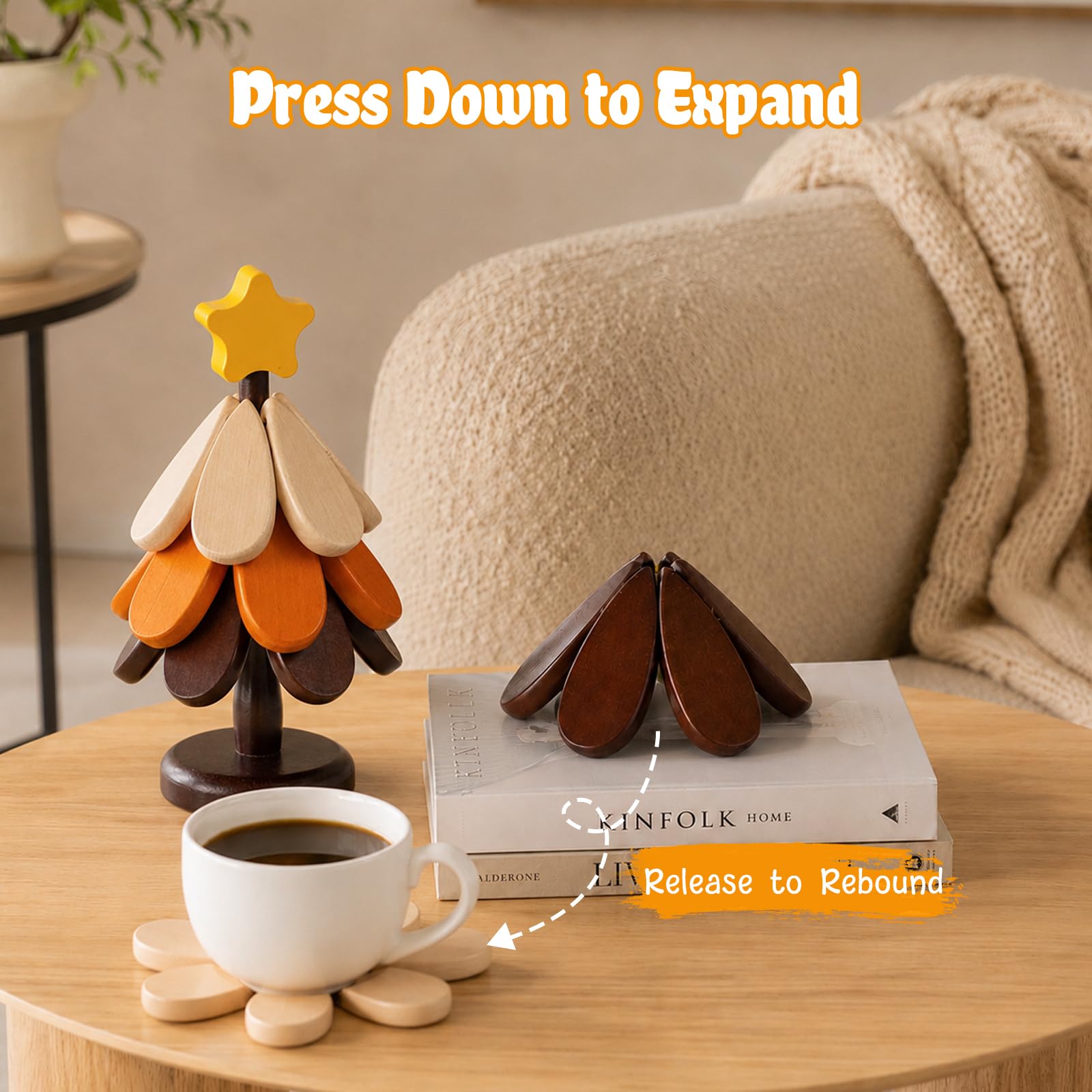 Mesiiloly Wood Trivet Tree, Tree Trivet for Hot Dishes, Tree Trivet Set