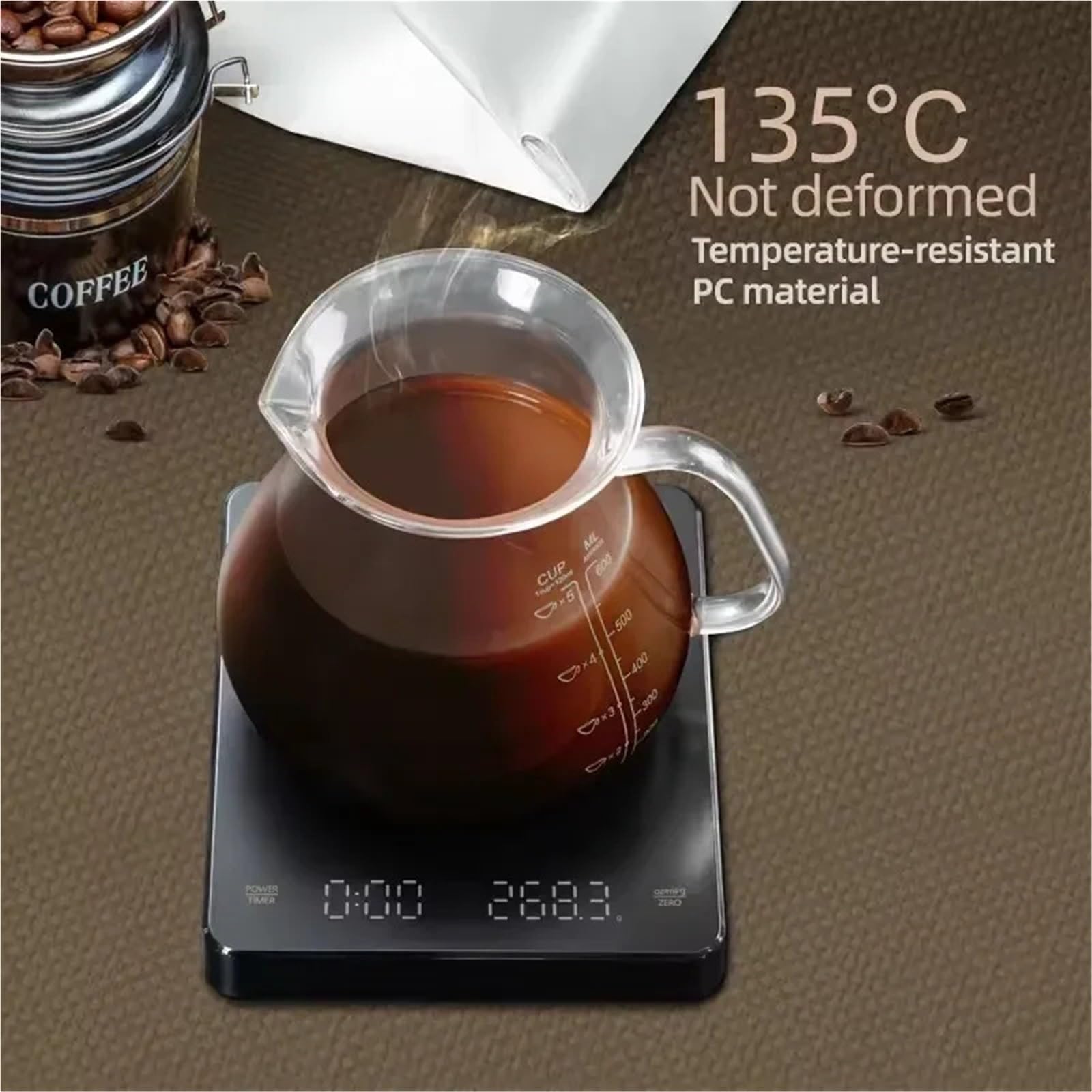 Rechargeable Digital Coffee Scale with Timer (3kg/0.1g)