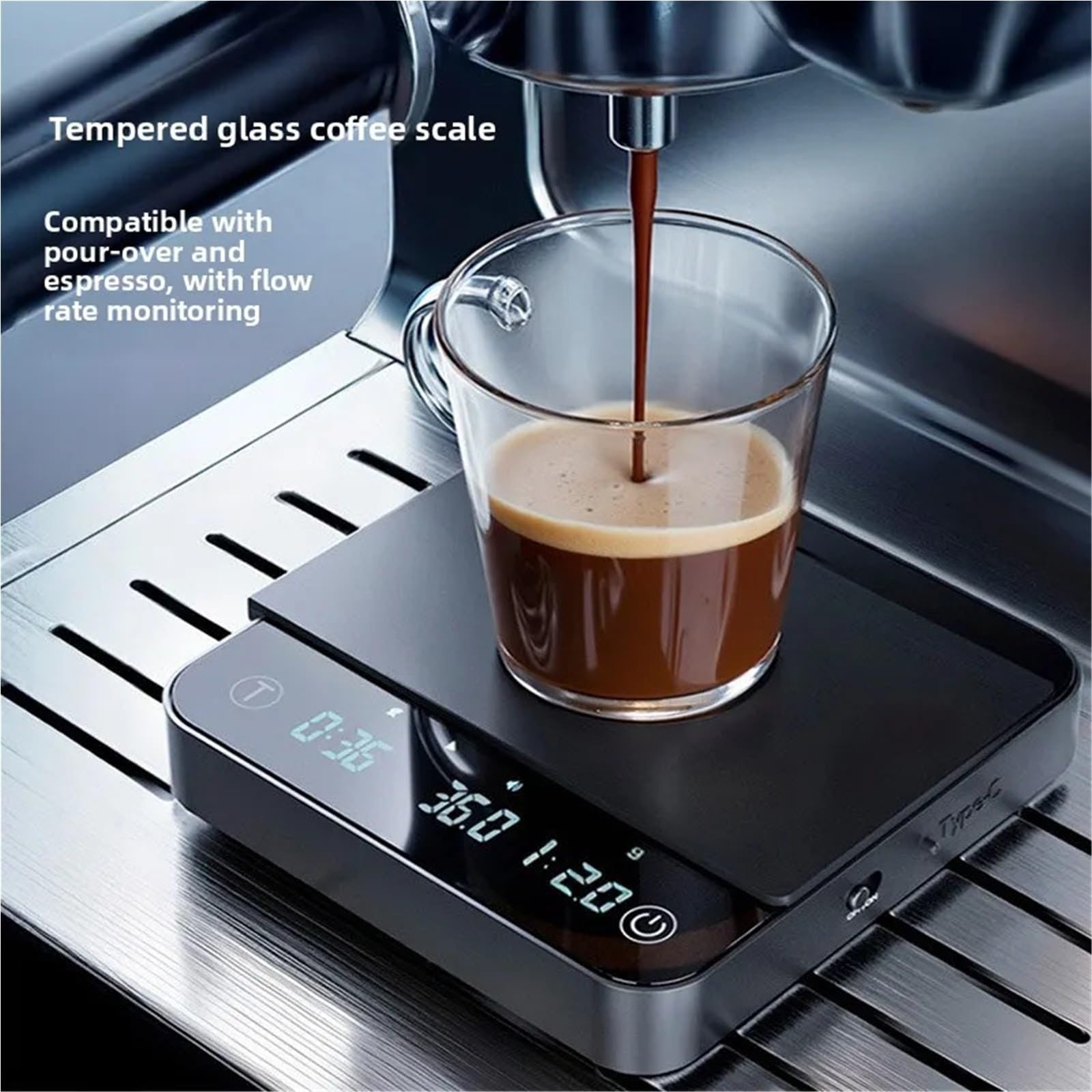 Coffee Scale, Water-Powder Ratio Digital Scale with Timing