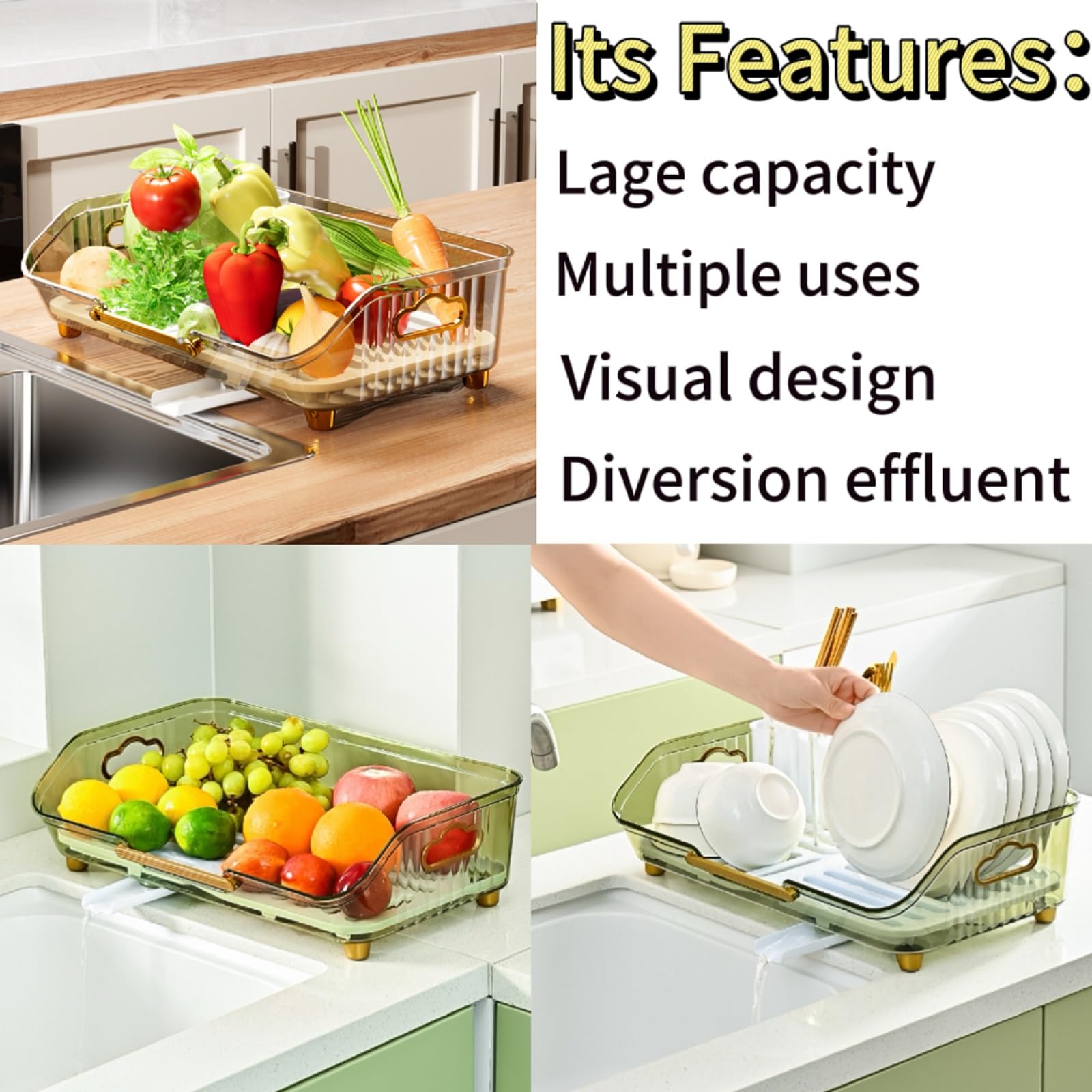 17-Inch Plastic Dish Drying Rack with Drainboard