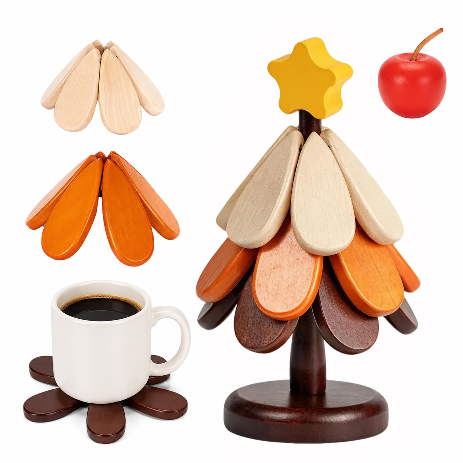 Mesiiloly Wood Trivet Tree, Tree Trivet for Hot Dishes, Tree Trivet Set
