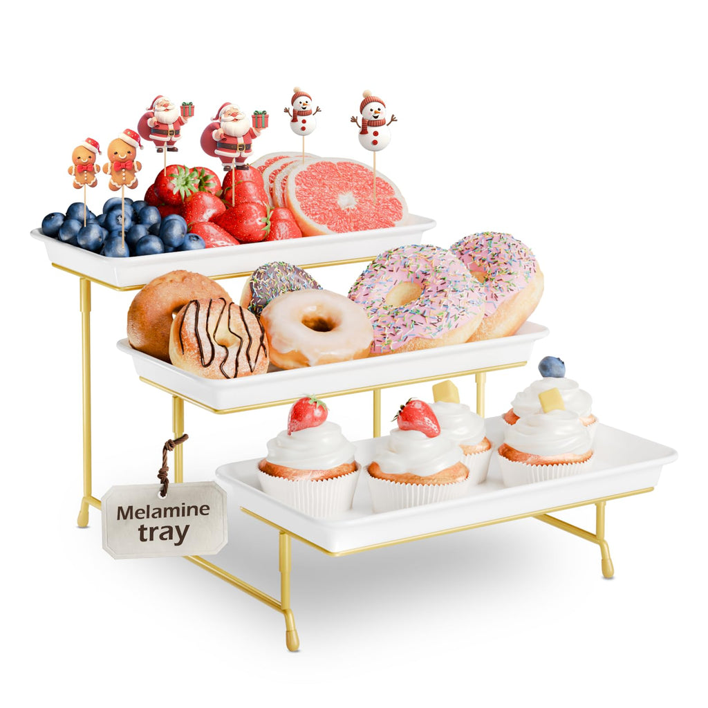 Bumusty 3-Tier Melamine Serving Tray Set