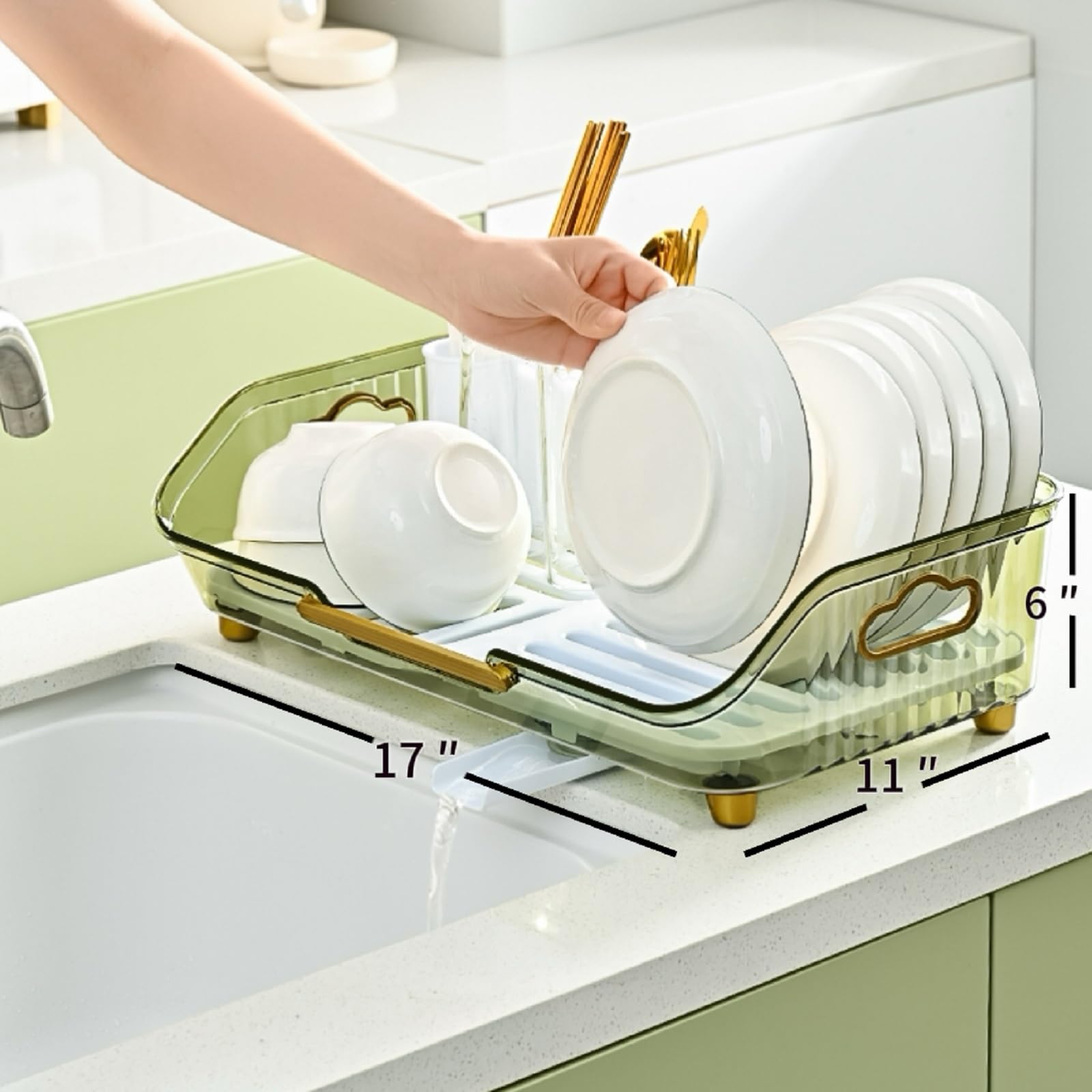 17-Inch Plastic Dish Drying Rack with Drainboard