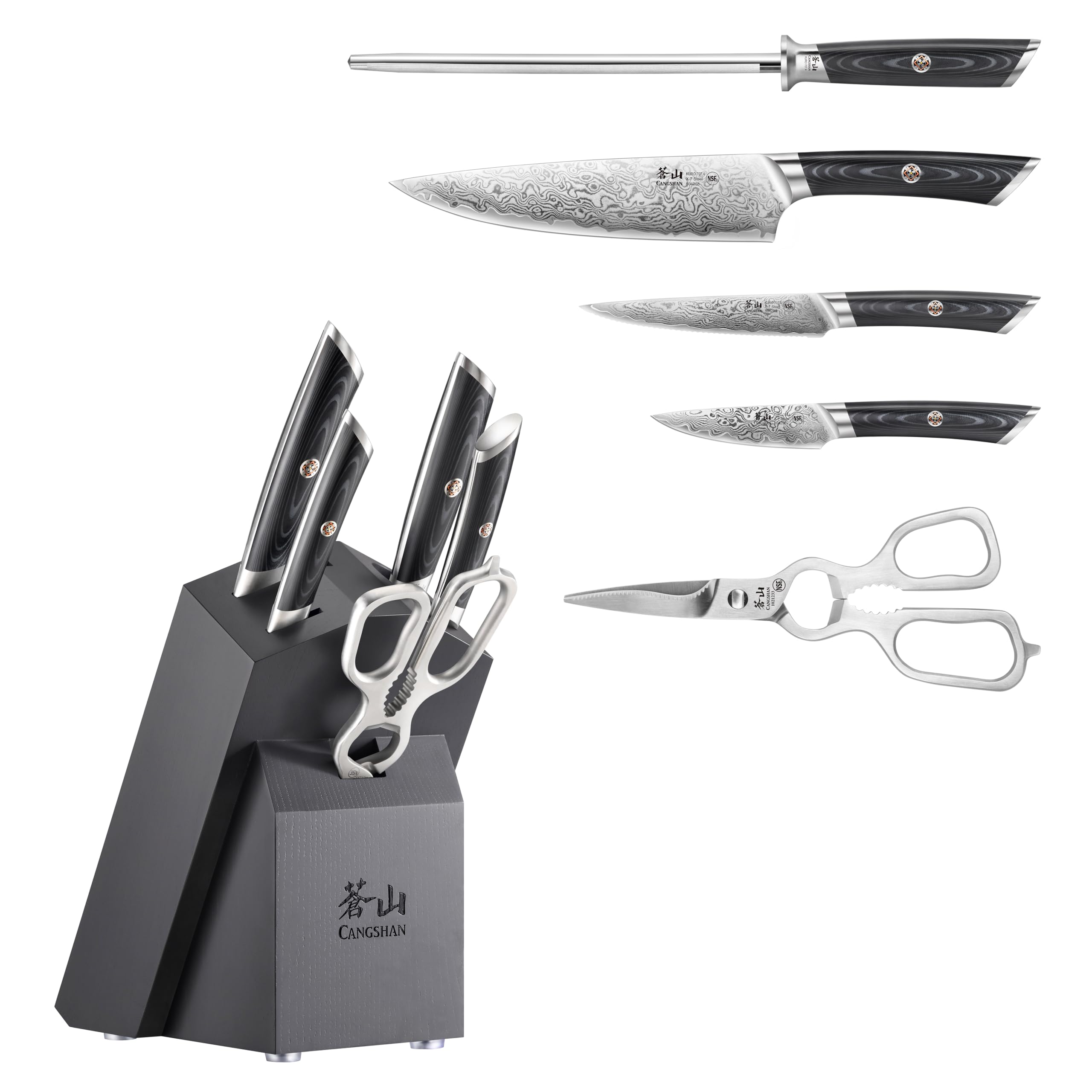 6-Piece Damascus Steel Knife Block Set