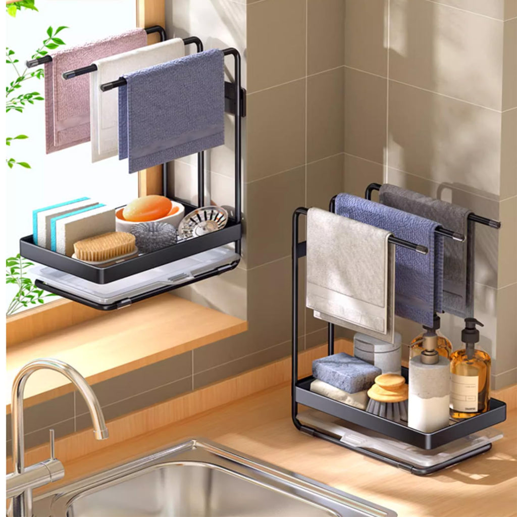 Wall-Mounted Kitchen Sponge & Dish Rack Organizer