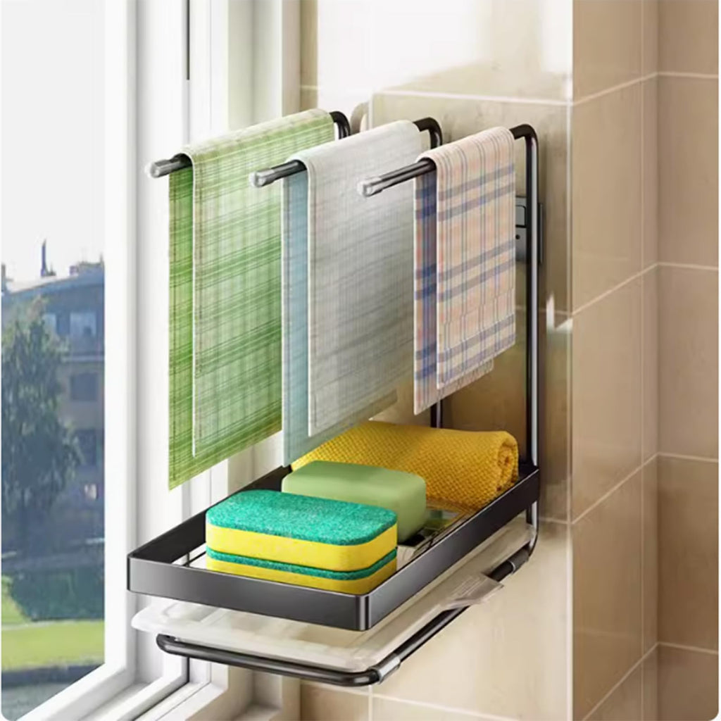 Wall-Mounted Kitchen Sponge & Dish Rack Organizer