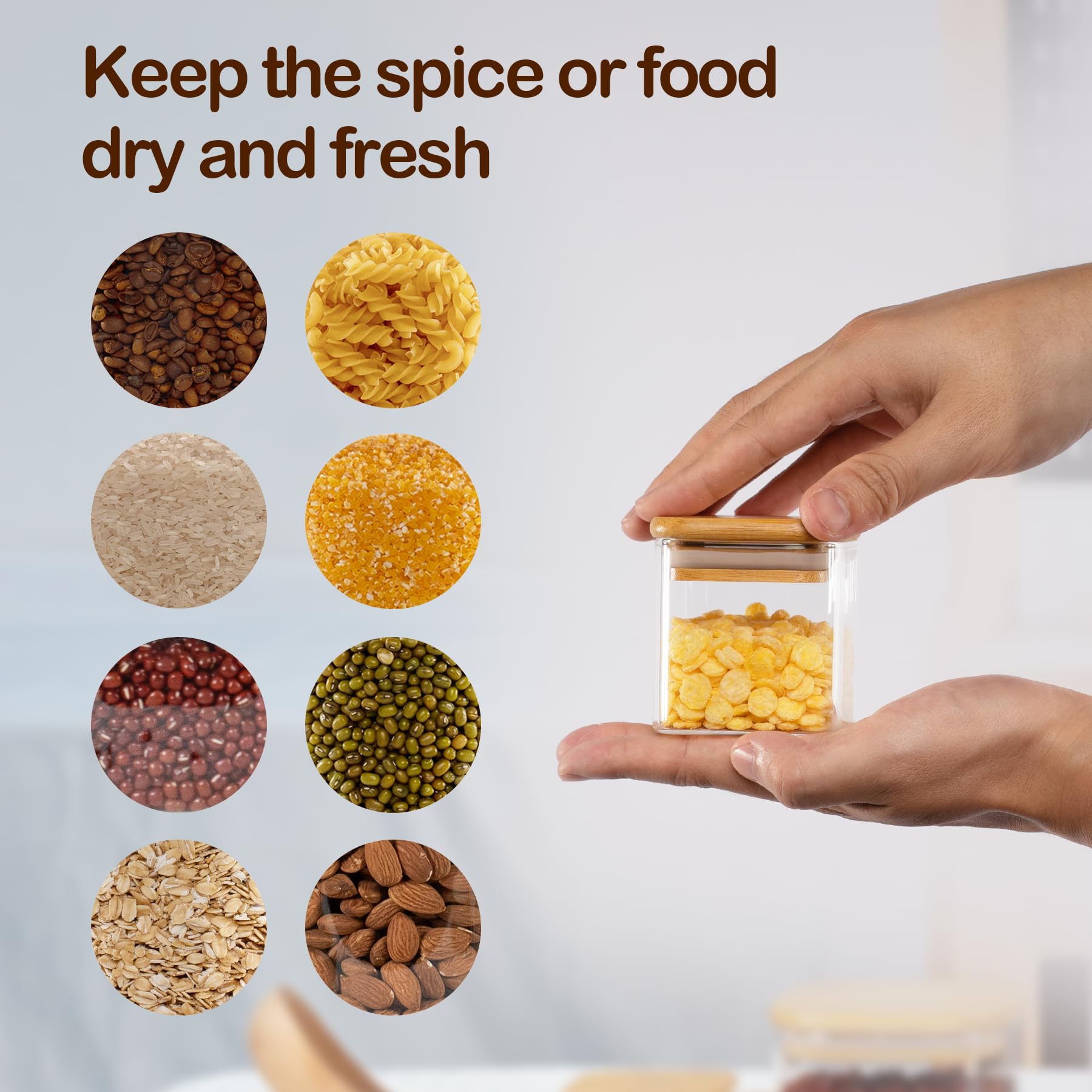 D2scrma Airtight Glass Square Storage Containers with Bamboo Lids
