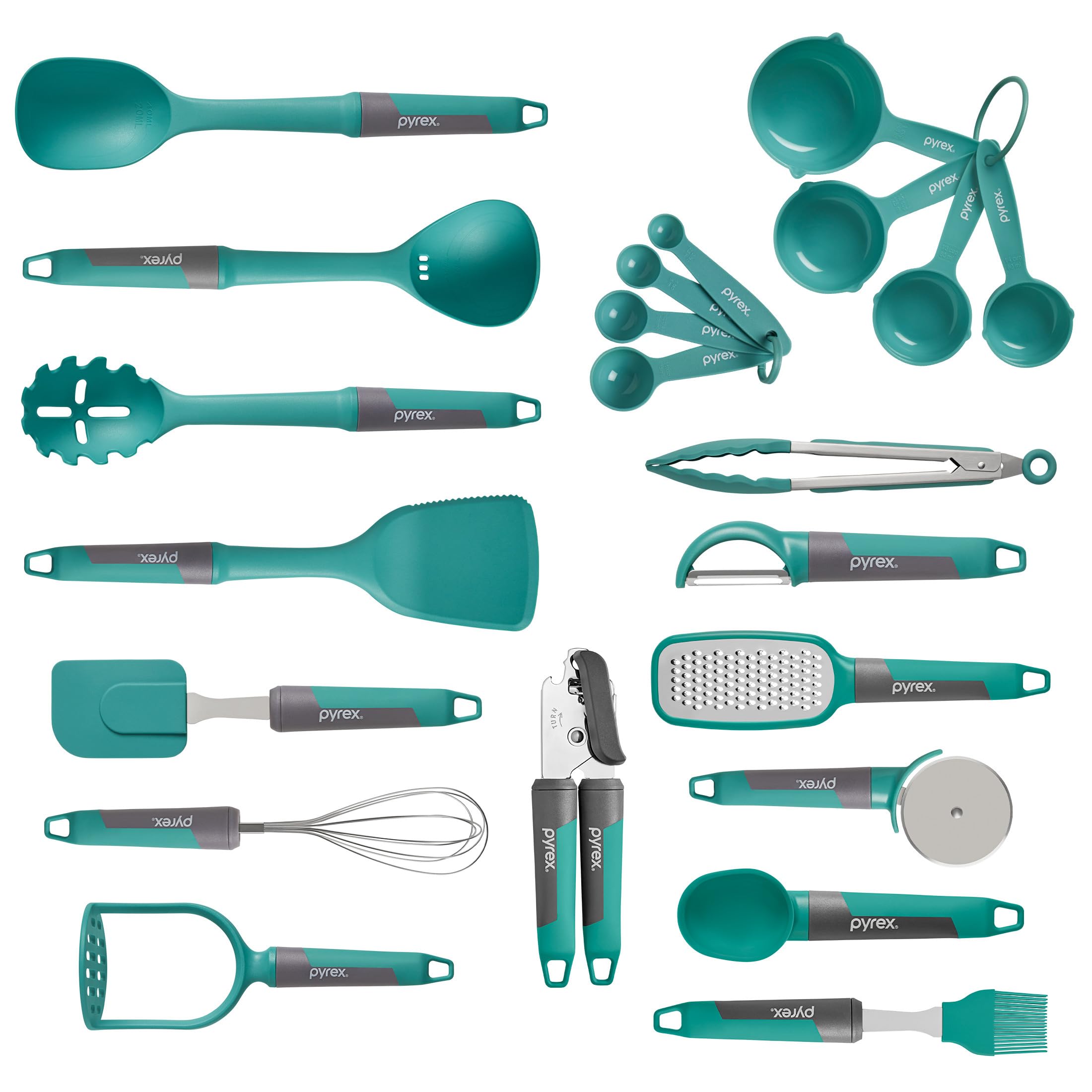 Pyrex 22-Piece Kitchen Cooking Utensils Set, Nonstick Cooking Gadgets
