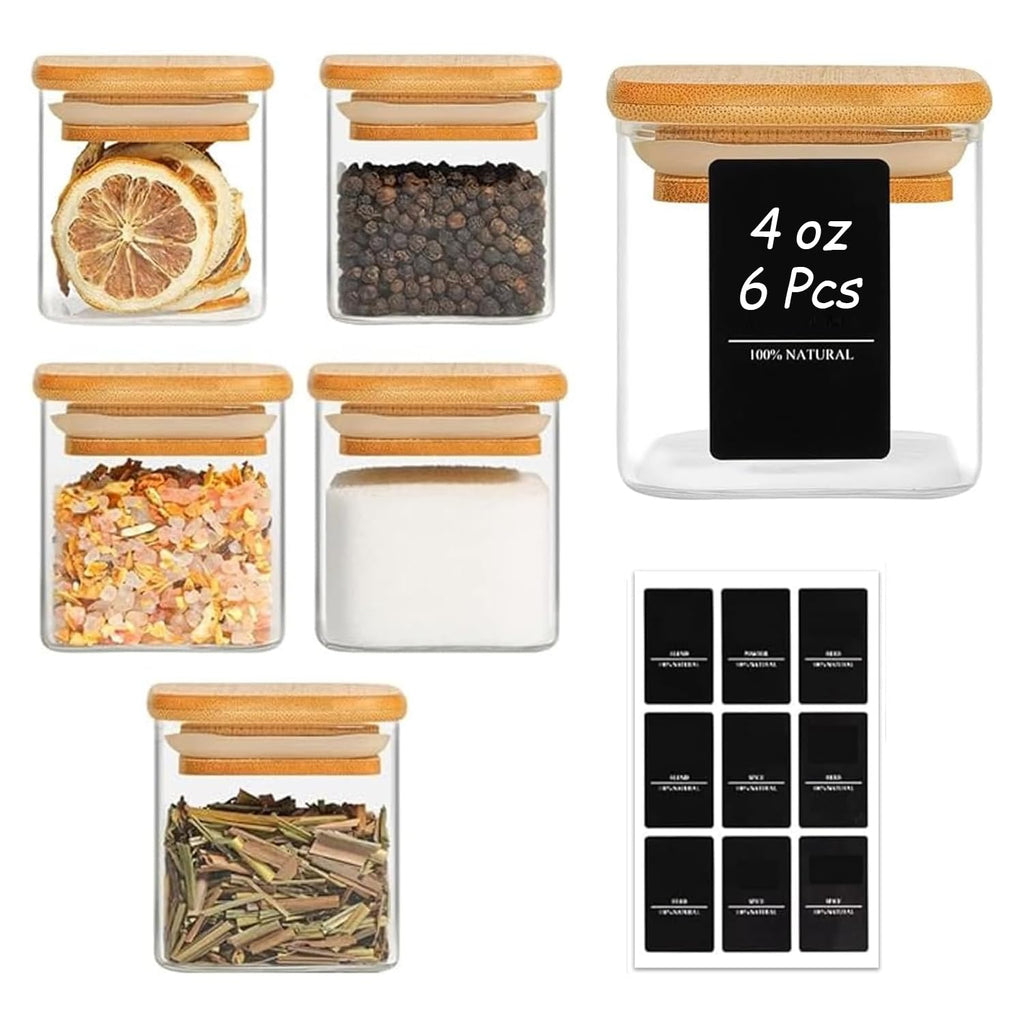 12-Piece Glass Spice Jar Set with Bamboo Lids