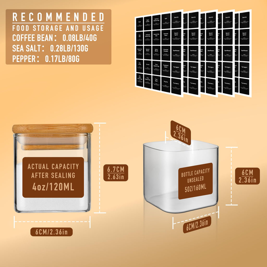 D2scrma Airtight Glass Square Storage Containers with Bamboo Lids