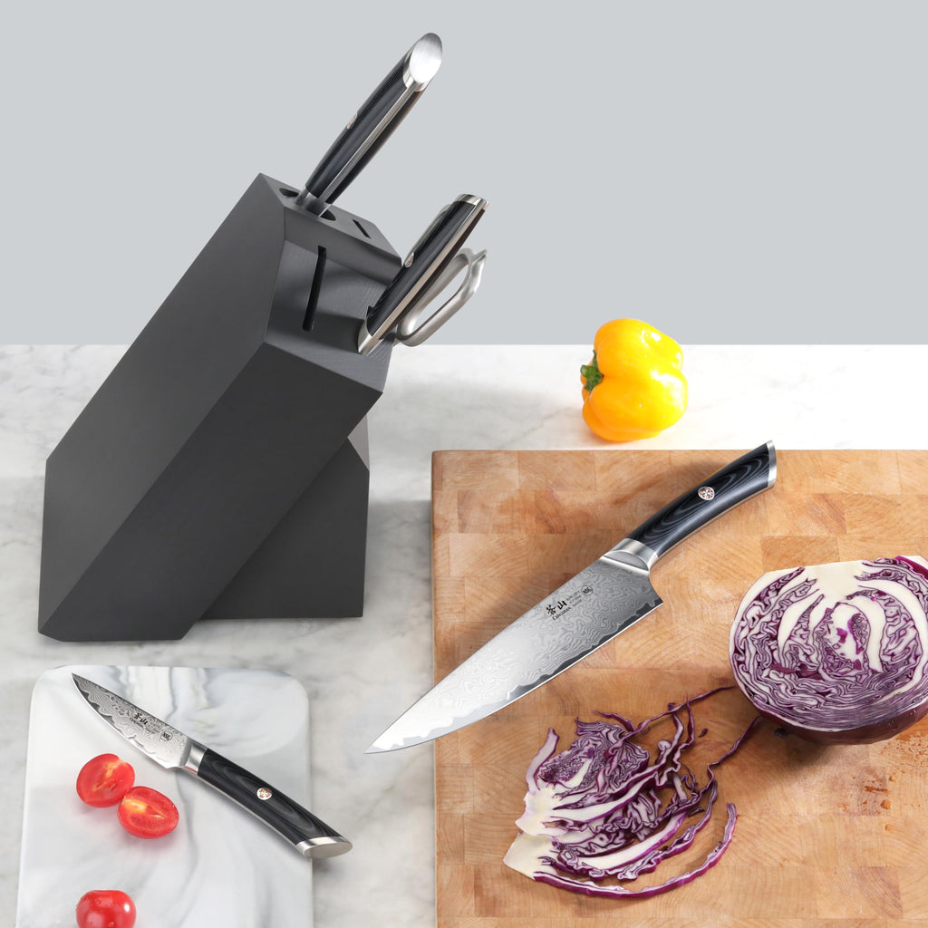 6-Piece Damascus Steel Knife Block Set