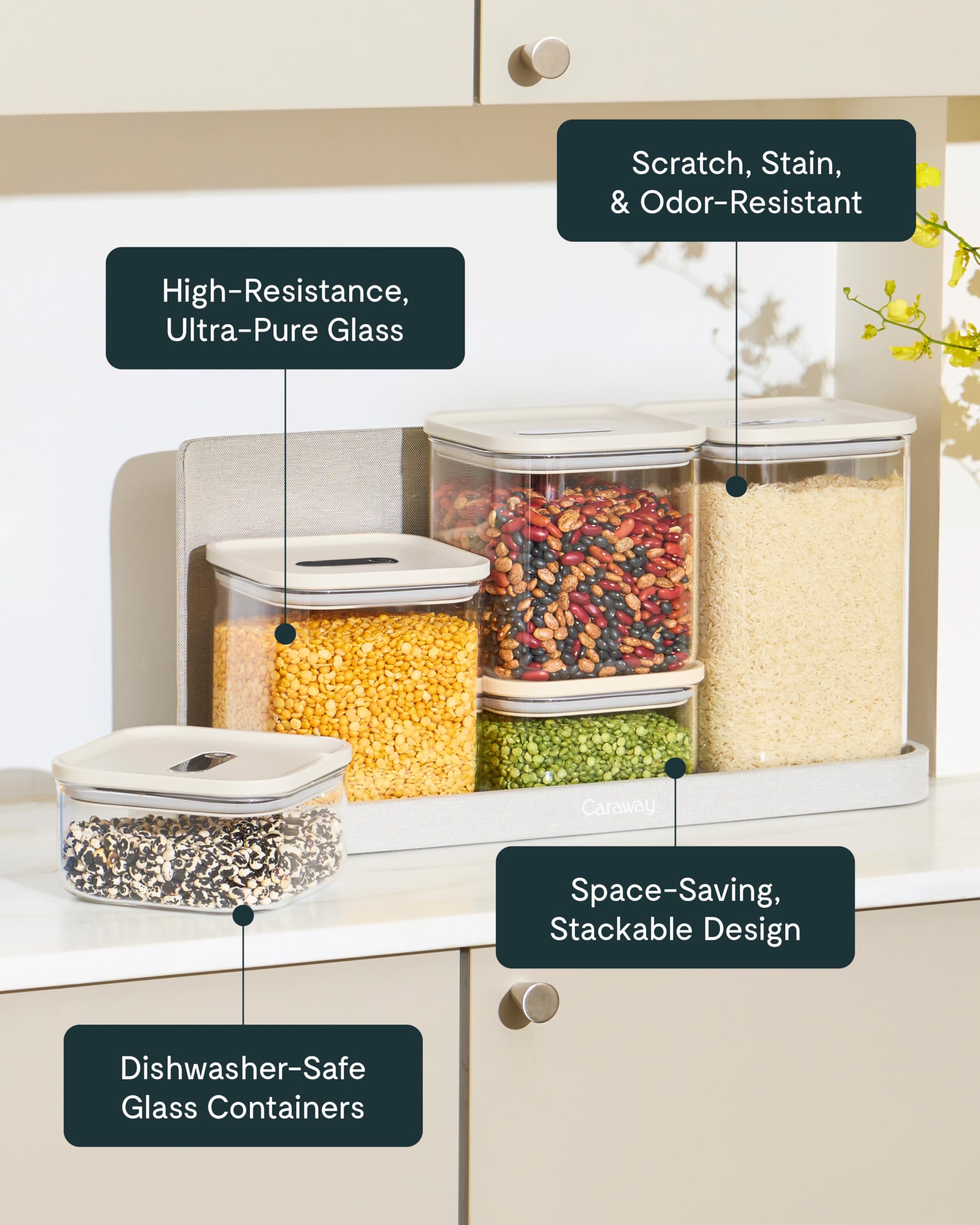 Caraway Glass Airtight Food Storage Containers with Lids