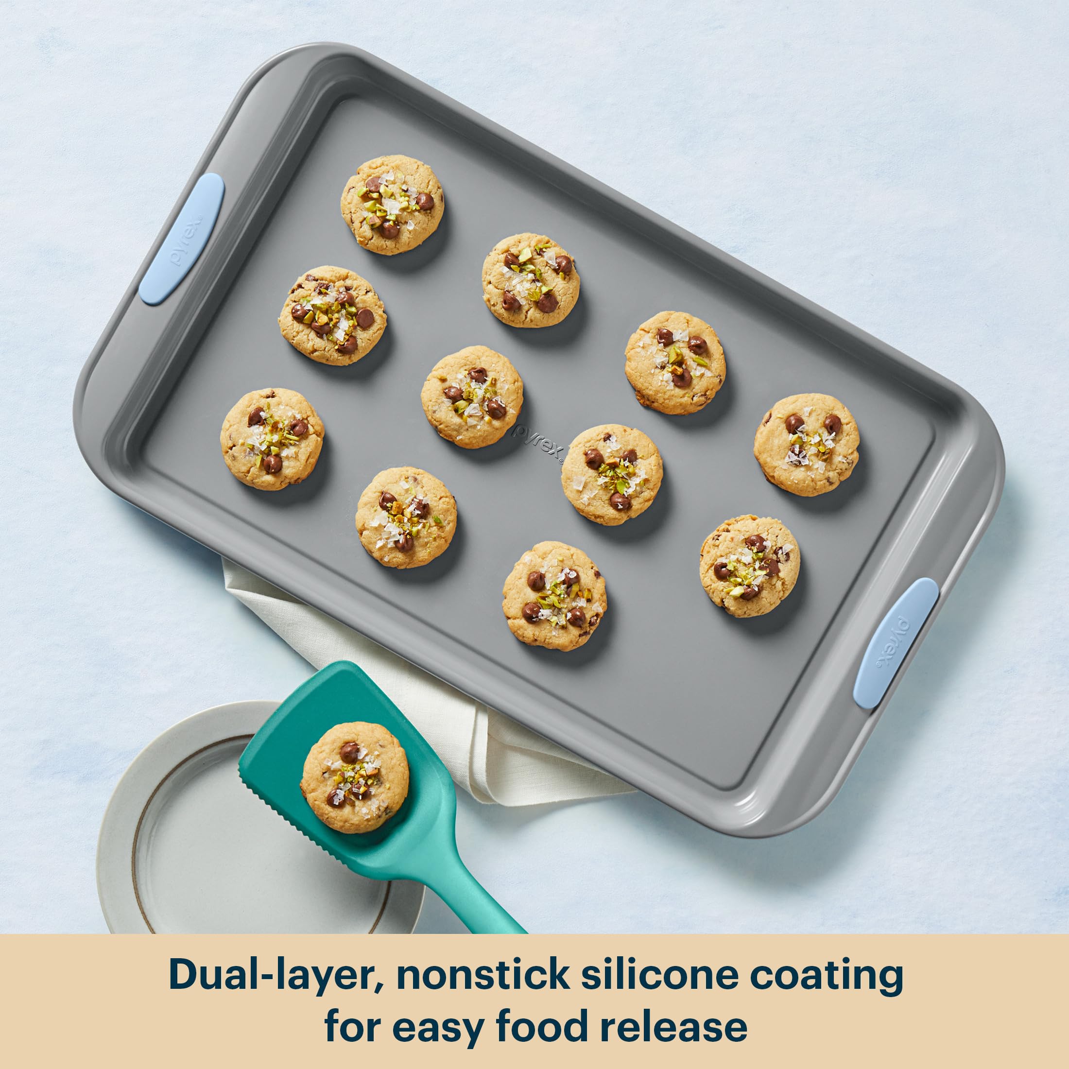 3-Piece Cookie & Muffin Bakeware Set with Silicone Handles