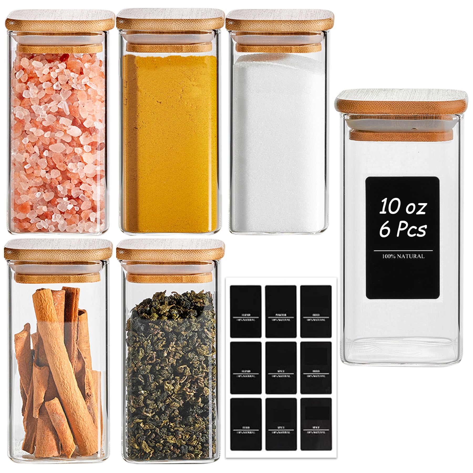 12-Piece Glass Spice Jar Set with Bamboo Lids
