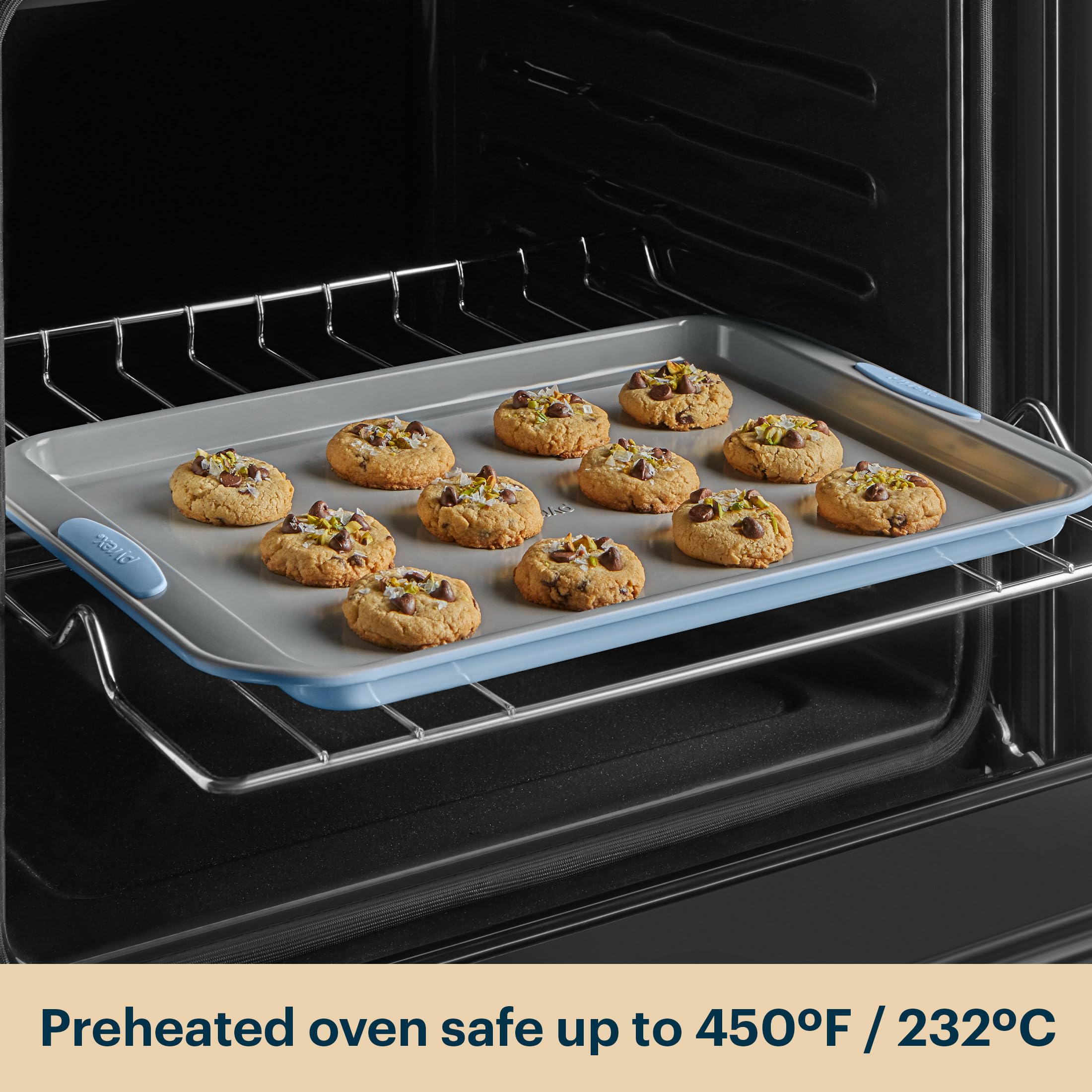 3-Piece Cookie & Muffin Bakeware Set with Silicone Handles