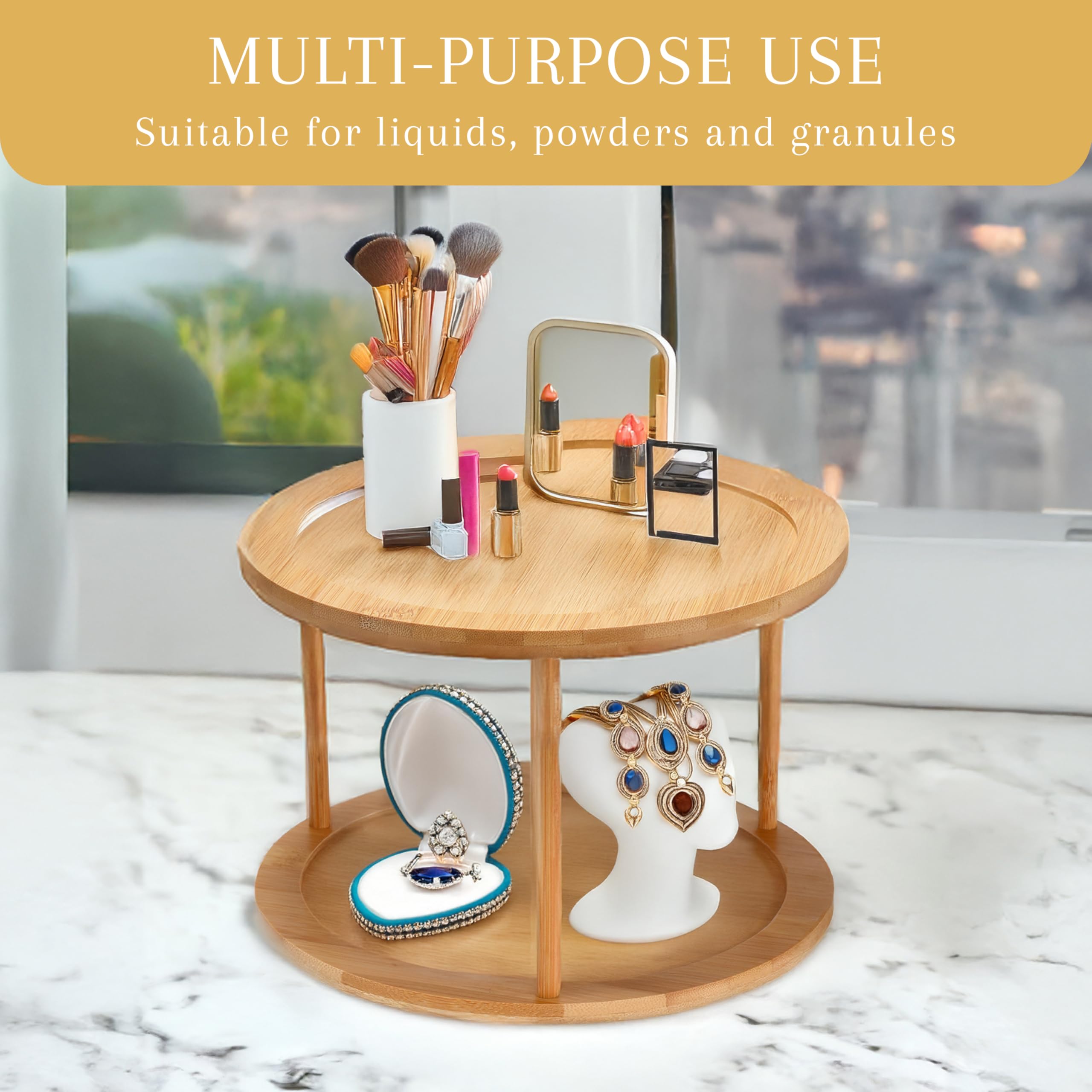 2-Tier Bamboo Lazy Susan Spice Rack (10")