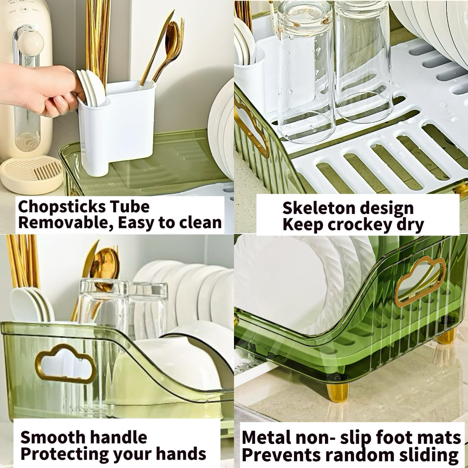 17-Inch Plastic Dish Drying Rack with Drainboard