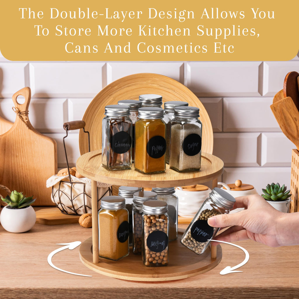 2-Tier Bamboo Lazy Susan Spice Rack (10")