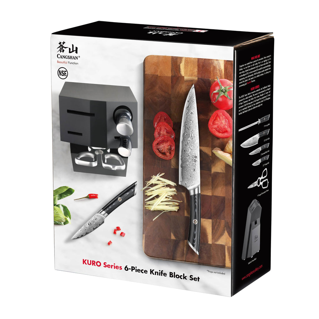 6-Piece Damascus Steel Knife Block Set