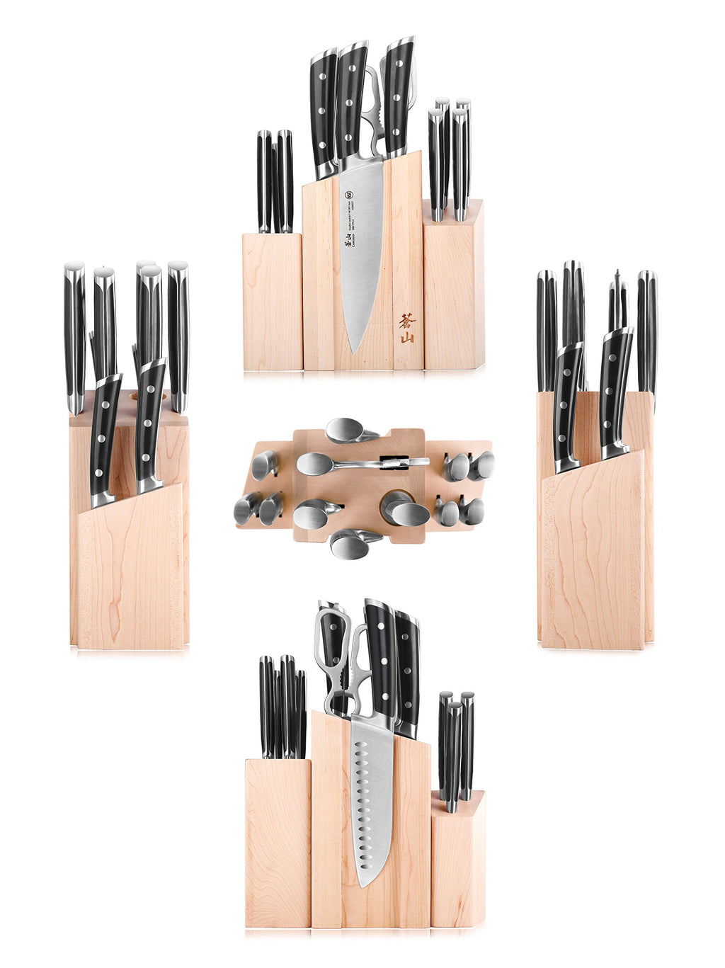Forged Swedish Steel Magnetic Knife Block Set with Maple Base