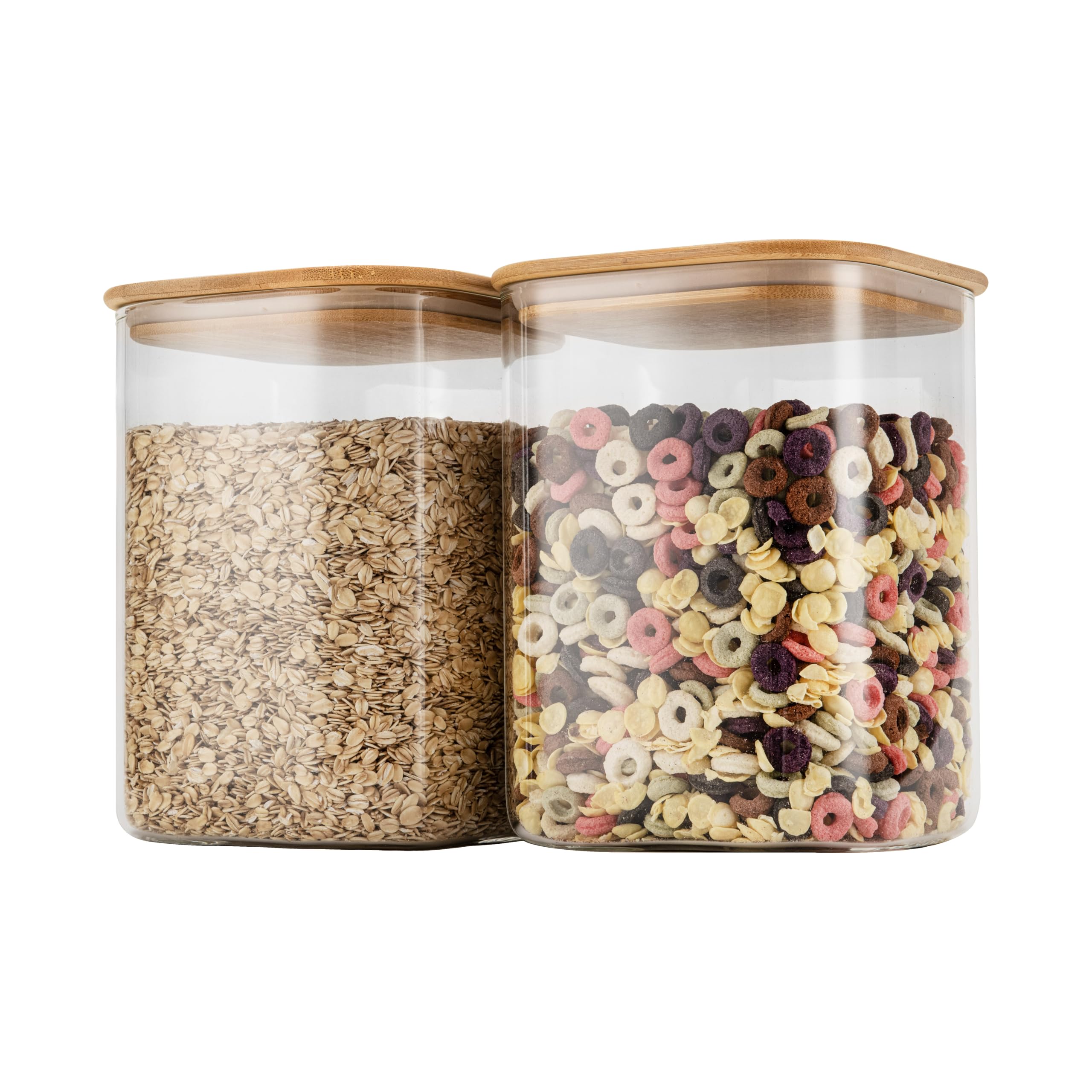 D2scrma Airtight Glass Square Storage Containers with Bamboo Lids