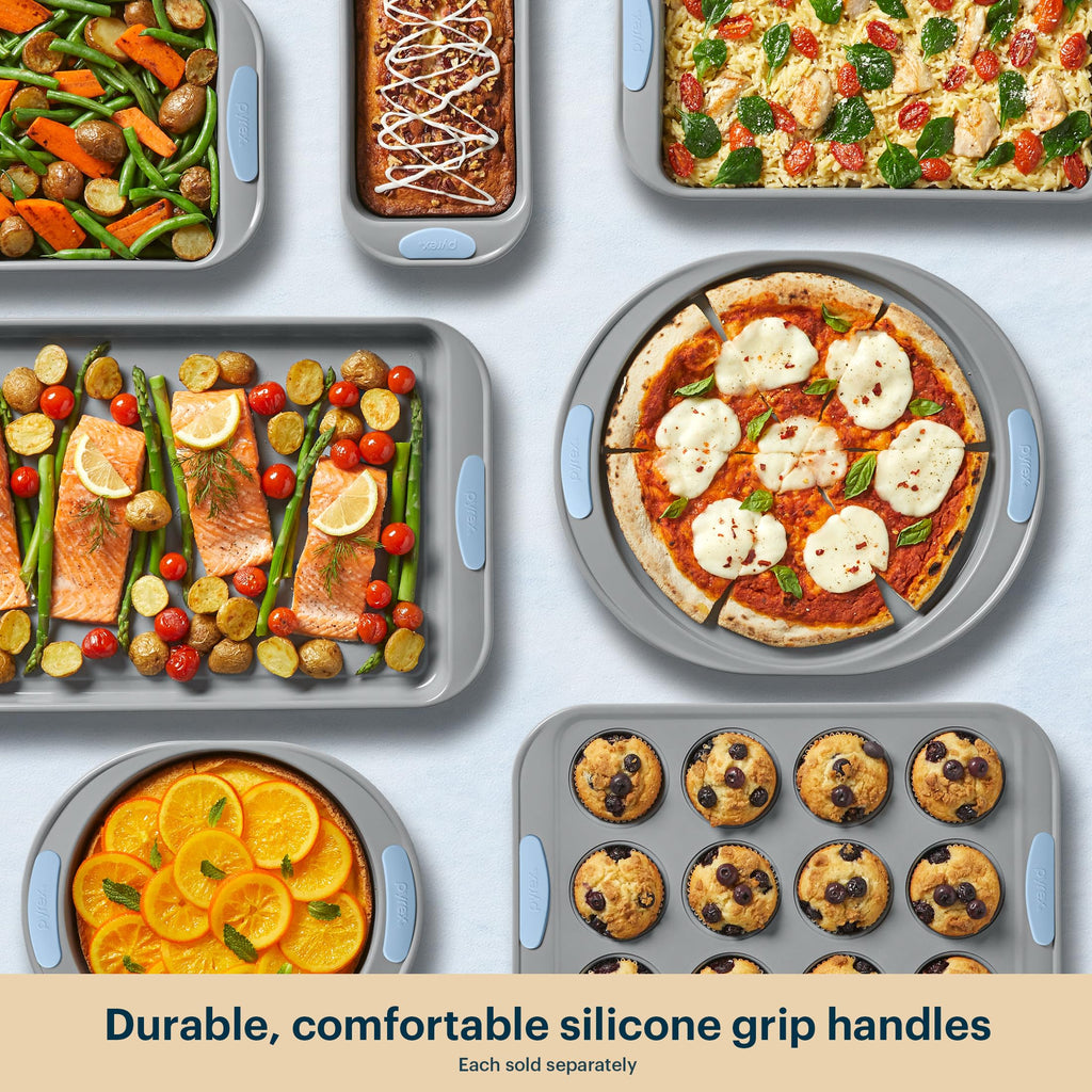 3-Piece Cookie & Muffin Bakeware Set with Silicone Handles