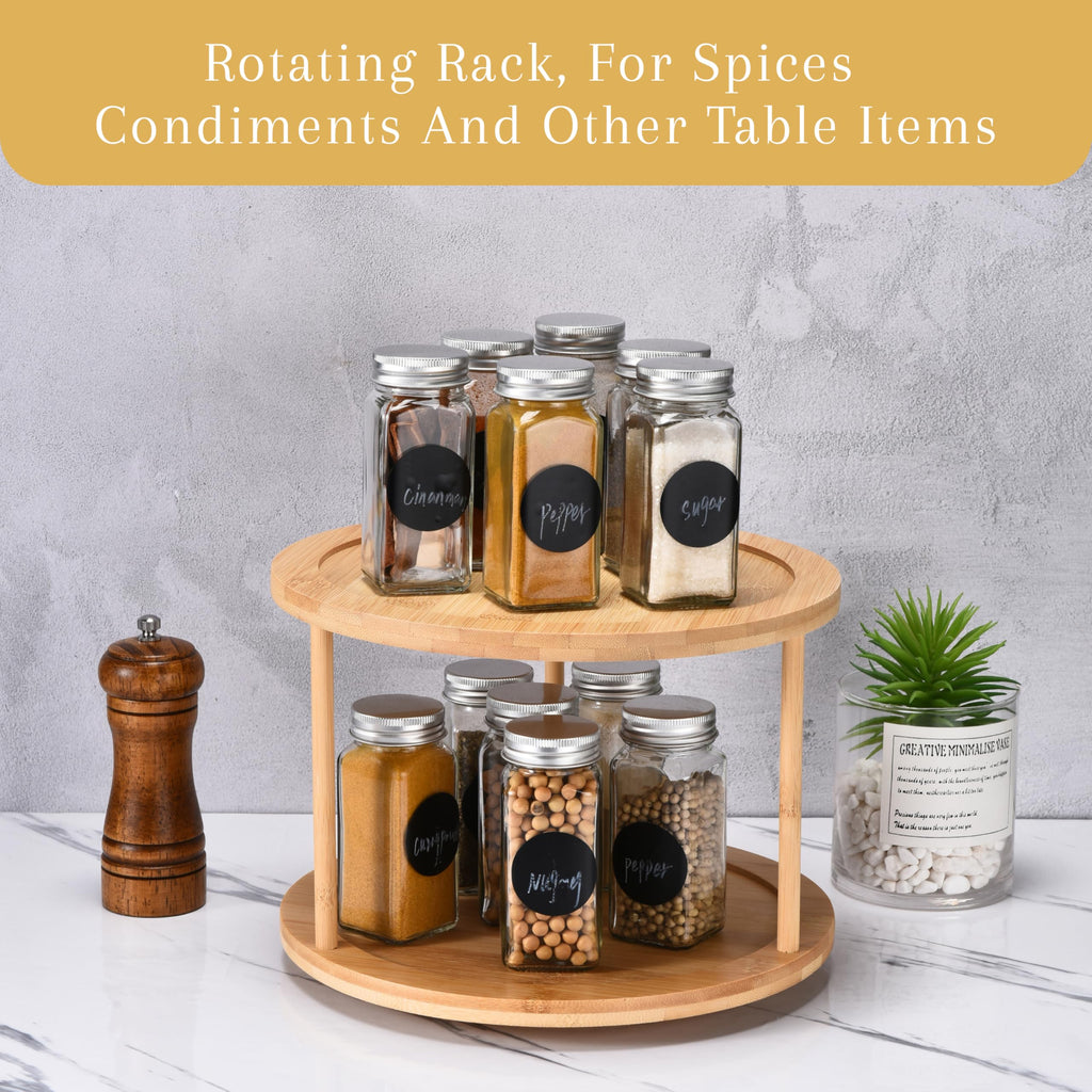 2-Tier Bamboo Lazy Susan Spice Rack (10")