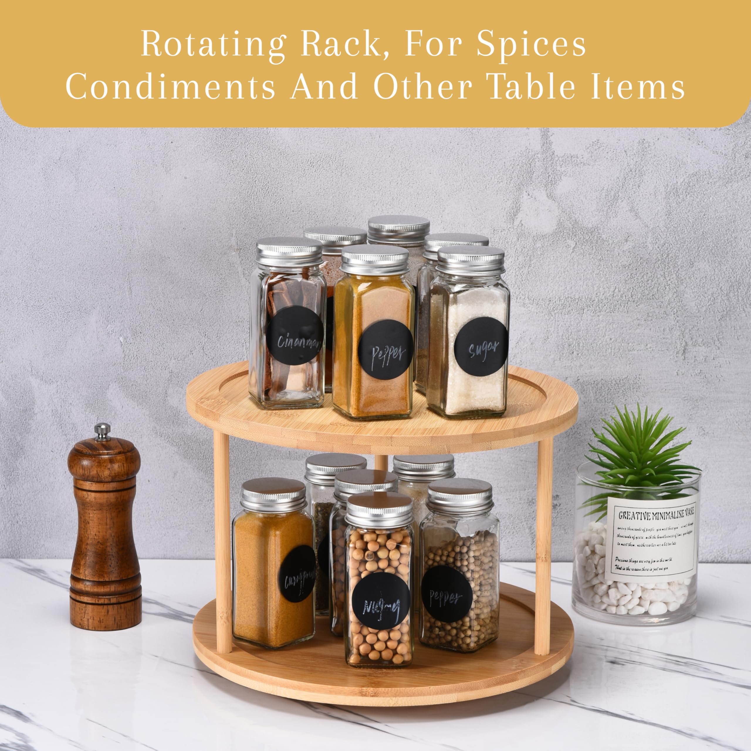 2-Tier Bamboo Lazy Susan Spice Rack (10")