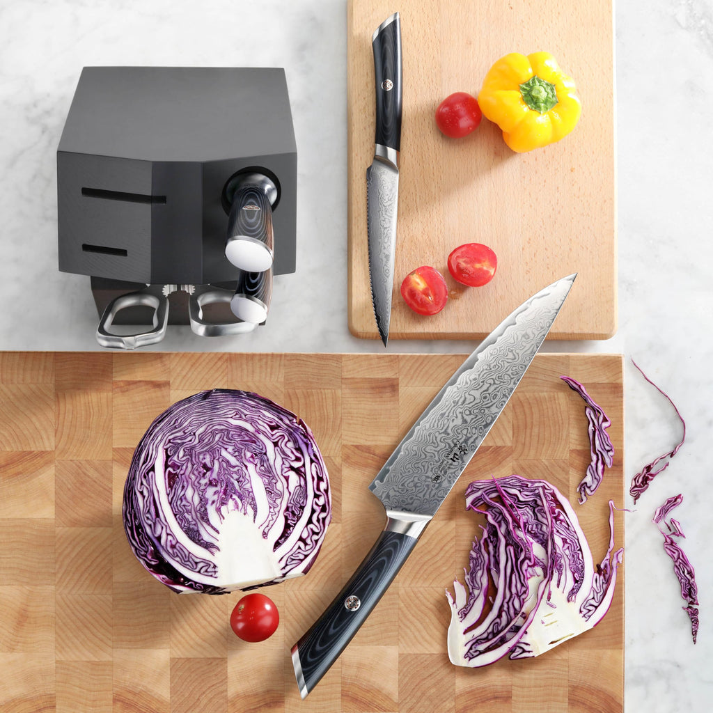 6-Piece Damascus Steel Knife Block Set