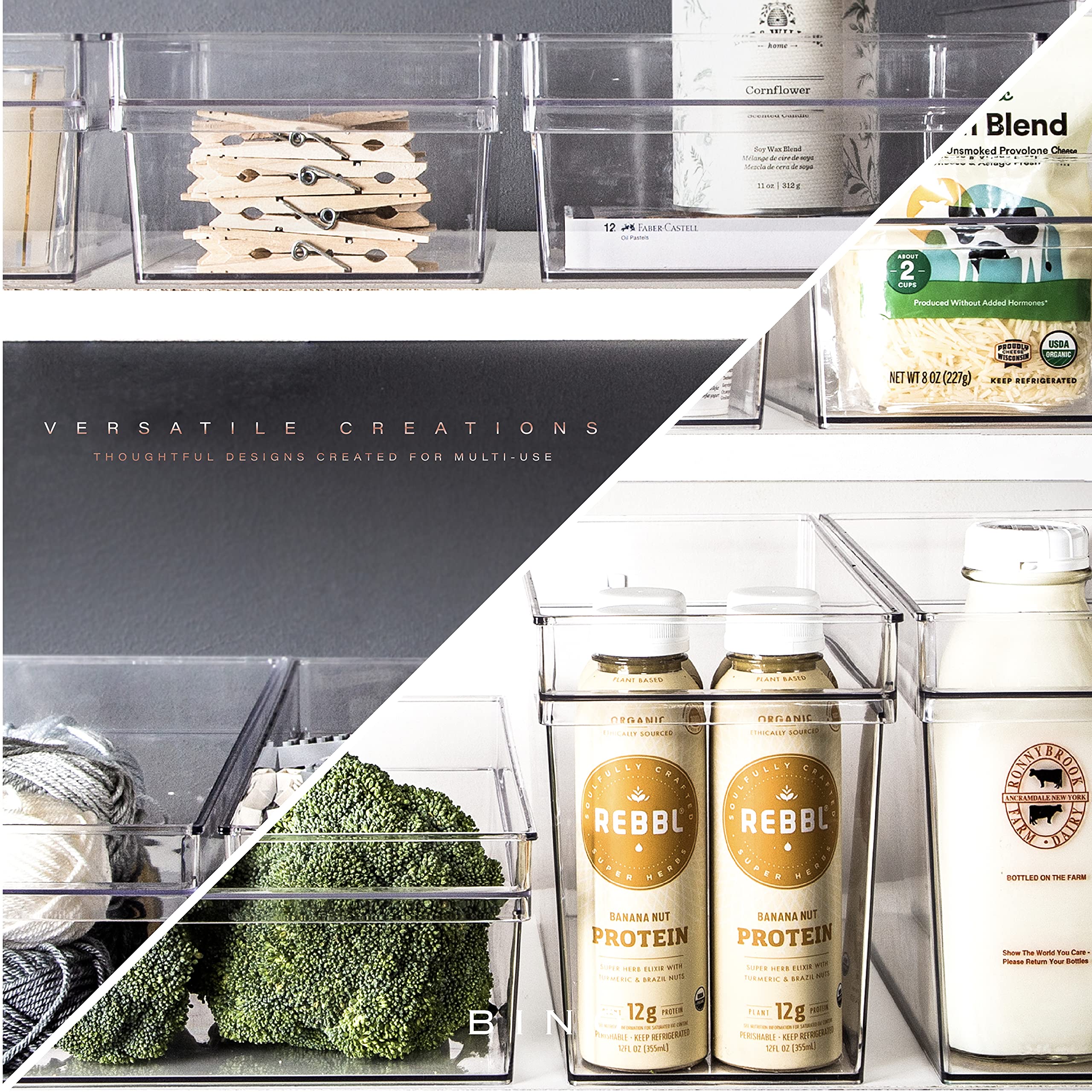 Plastic Storage Organizer Bin with Built-In Handle