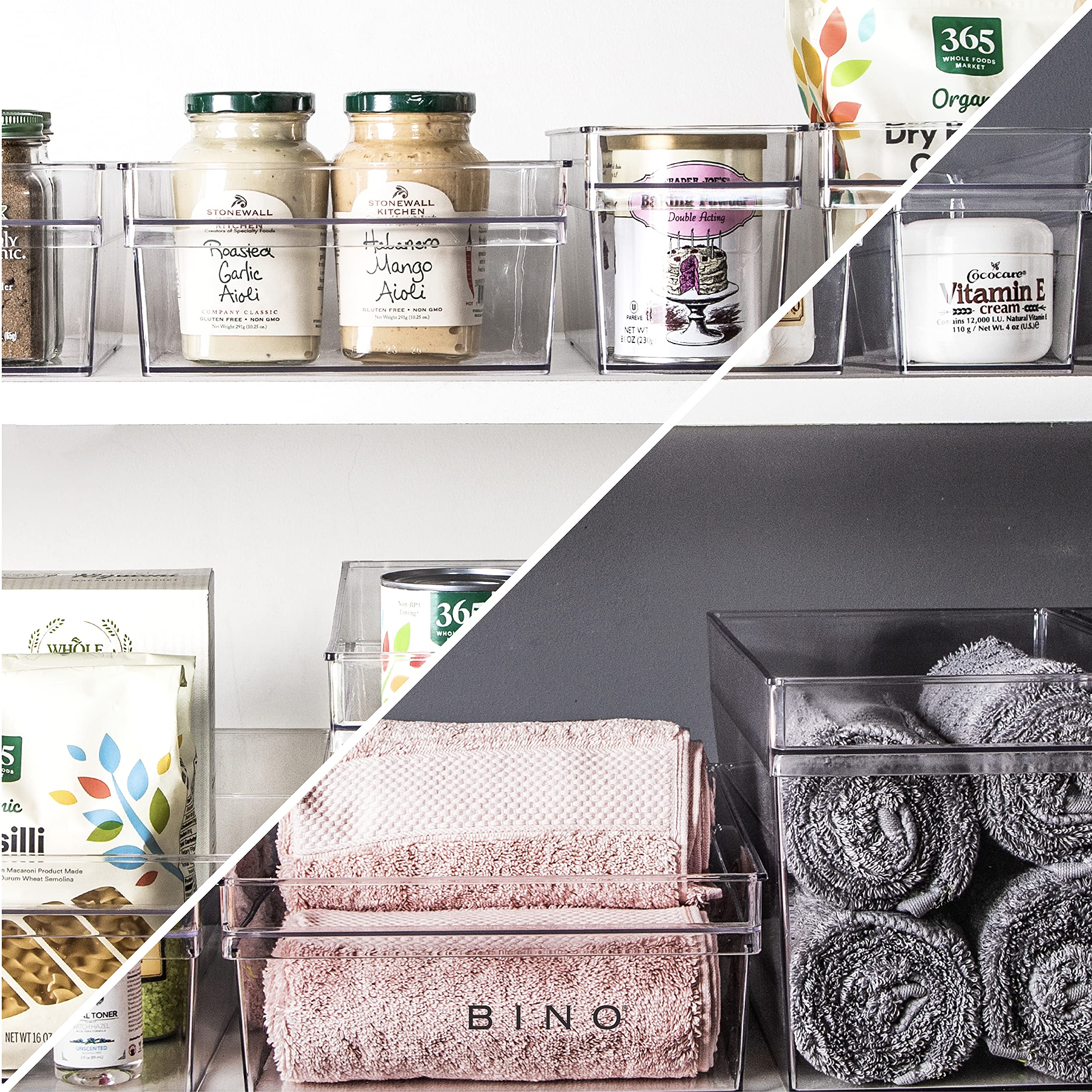 Plastic Storage Organizer Bin with Built-In Handle